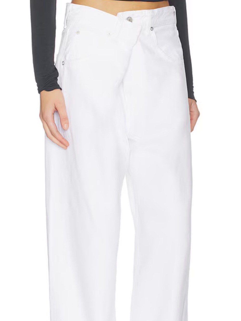 $470 AGOLDE Vana Folded High-Rise Wide Leg Jeans in White Milkshake US29 - Picture 4 of 6